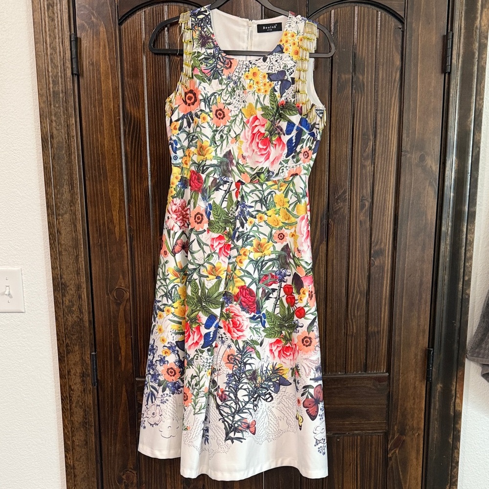 Beulah style Multicolor Floral Midi Dress